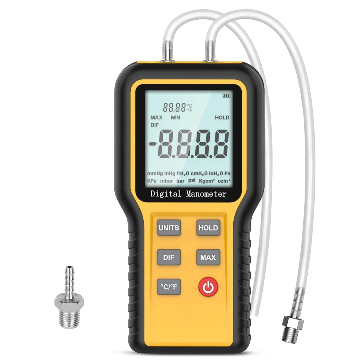 Differenzdruckmessgerät, Digital Manometer Manometer Tester HVAC, ±2.999psi Gasdrucktester, ±20.68kPa Luftdruckmessgerät mit LCD-Hintergrundbeleuchtung, 12 optionale Einheiten Differenzdruckmanometer