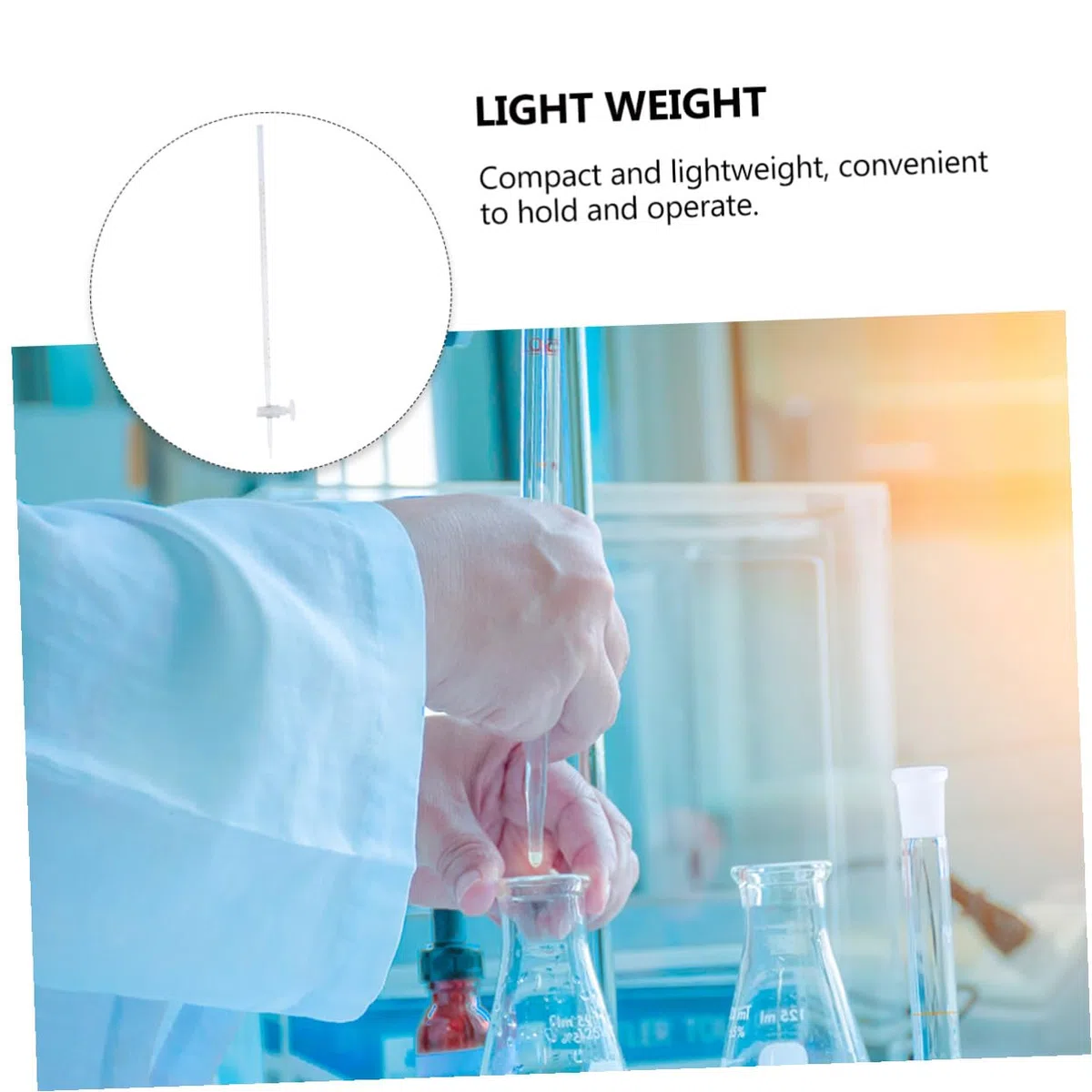 Mipcase Labors Borosilikatbürette Säureglasbürette Säurebürette Gerade Bohrung Glasbürette Chemisches Titrierrohr Rohr Laborglasinstrument mit Absperrhahn für Die Realschule (10Ml)