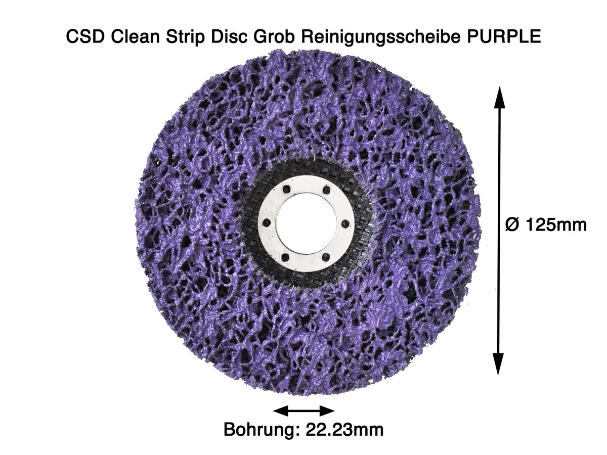 5 Stück Reinigungsscheibe Grobreinigungsscheibe CSD Ø 125mm CBS für Winkelschleifer Clean Strip Disc Premium Purple Nylongewebescheibe