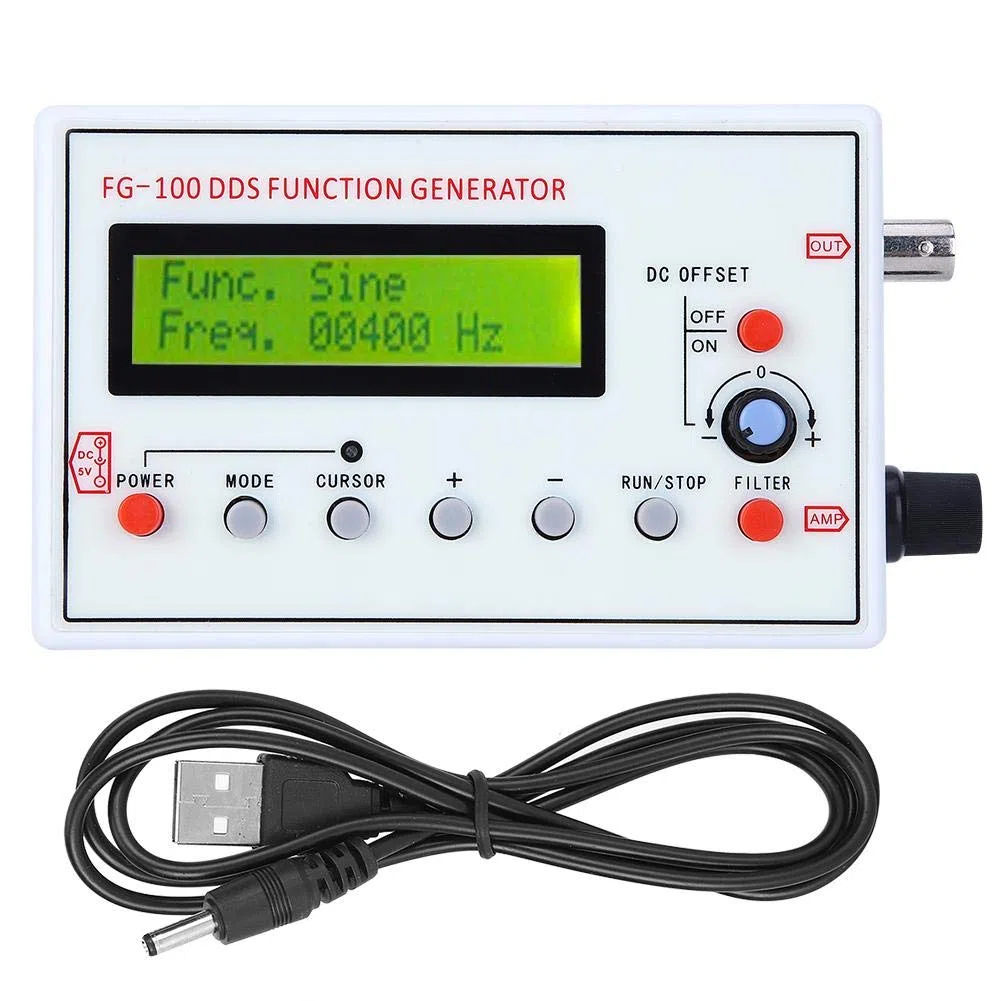 Fyearfly DDS-Signalgenerator 1 Hz–500 kHz, FG-100 Frequenzgenerator Funktionsgenerator Sinuswelle Rechteck- Und Dreieckwelle Zählersignalquelle, Zum Testen Und Debuggen