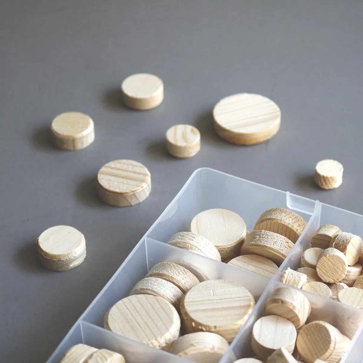 TOX Miniset Cookie Wood mit Querholzplättchen aus Fichtenholz zum Reparieren und Ausbessern von fehlerhaften Stellen im Holz in verschiedenen Größen, 1x Box, 094900300