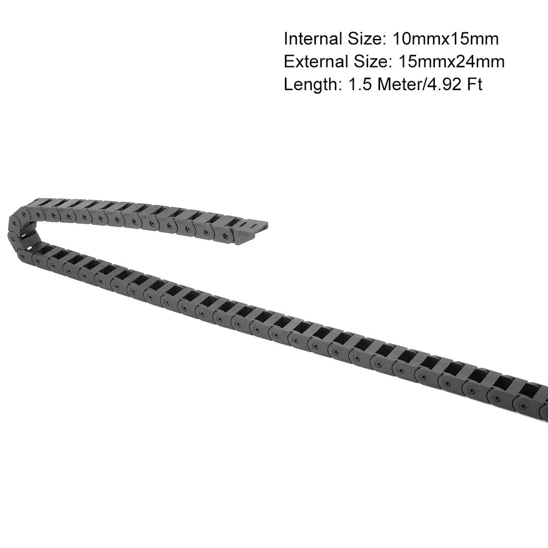 sourcing map 1.5 Meter Schleppkette Kabelträger Geschlossen Typ m Endanschlüsse R18 10X15mm