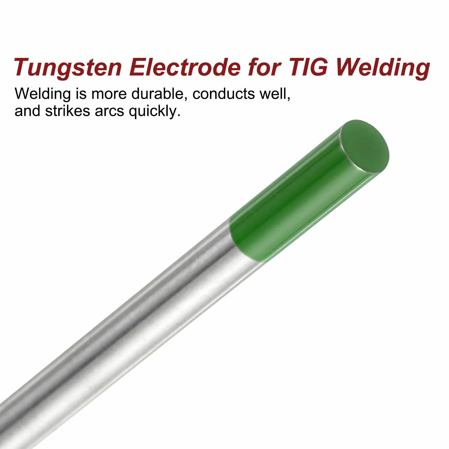 QUARKZMAN 10 Stück TIG Schweiß Wolfram Elektroden 3/32" x 7" Rein Für Edelstahl Schweißen Aluminium Magnesium Legierung Schweißen Industrie Fertigung Grün WP