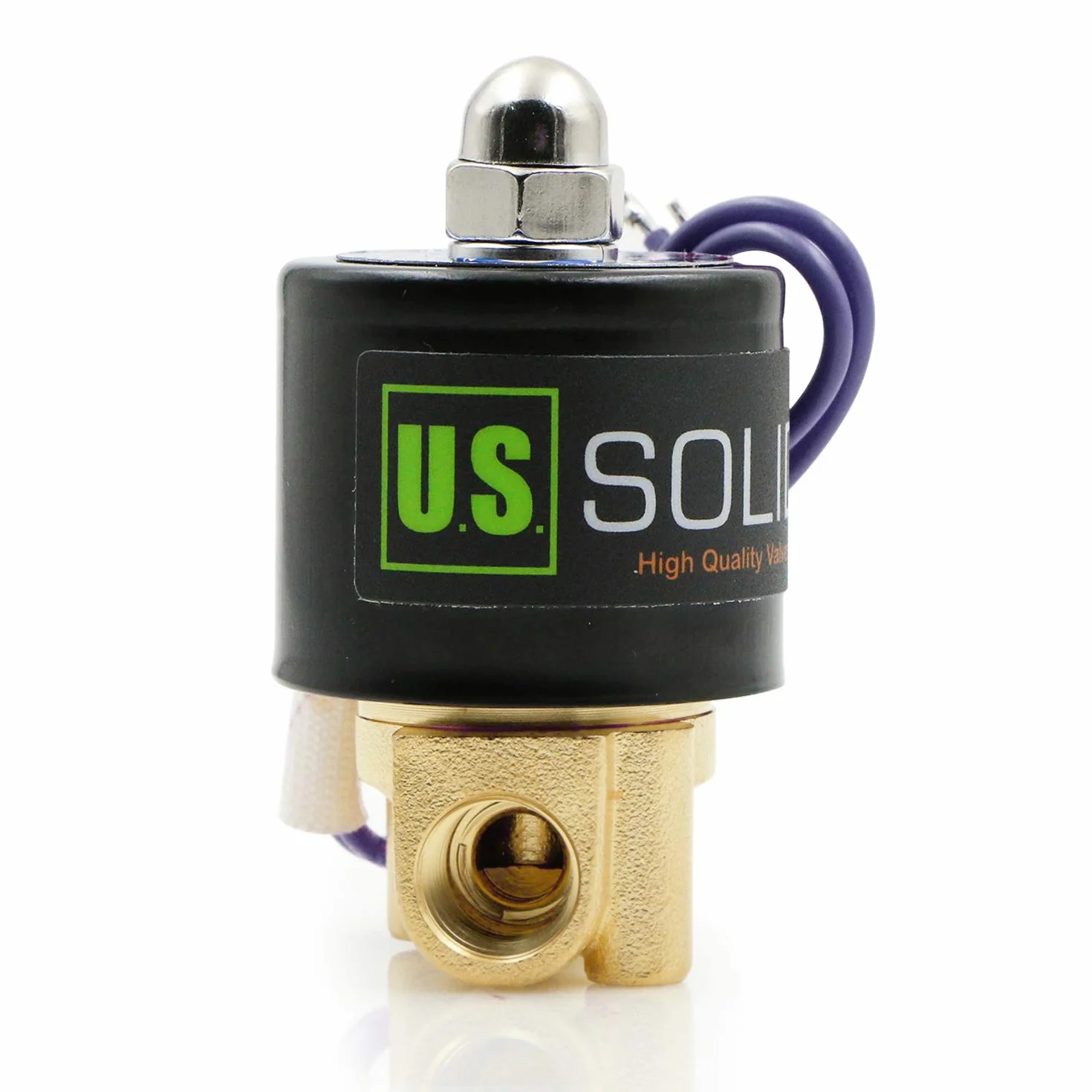U.S. Solid 1/4" G 12 V DC Messing Magnetventil Direktgesteuert für Wasser Luft Gas Öl NC Brass Solenoid Valve
