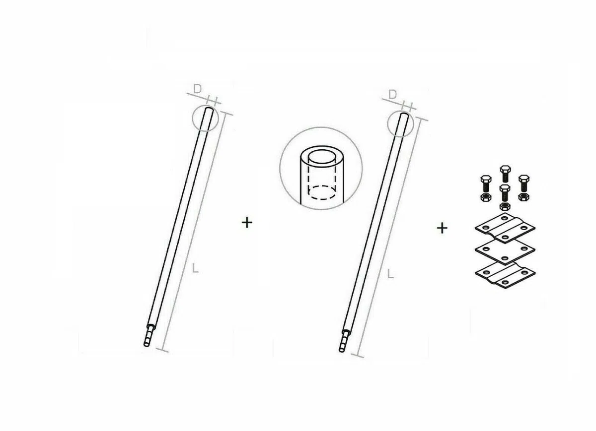 Tiefenerder Erder Erdung SET 3m 2x1500mm Ø16 feuerverzinkt Stahl S235JR Längenauswahl 1,5m 3m 4,5m 6m (SET 3,0m 2x1500mm)