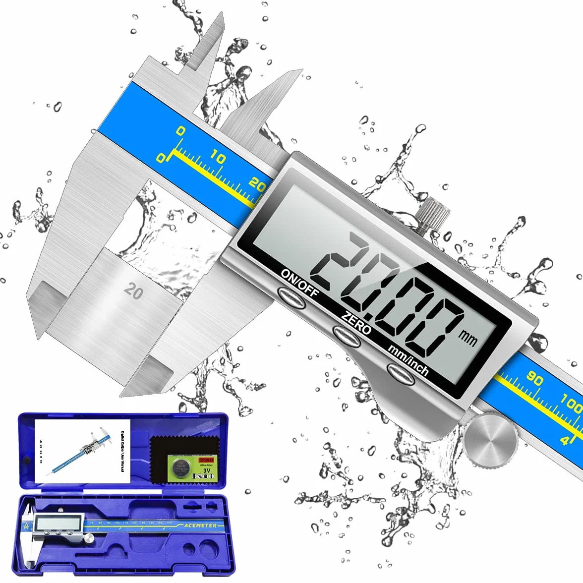 Digitale Schieblehre Industriequalität Orthland Messschieber Digital Messlehre 150mm Mit Groß Lcd Präzision Schublehren Tiefenmesser Edelstahl Analog Ip54 Wasserdicht Für Innen Außen stufen Messing