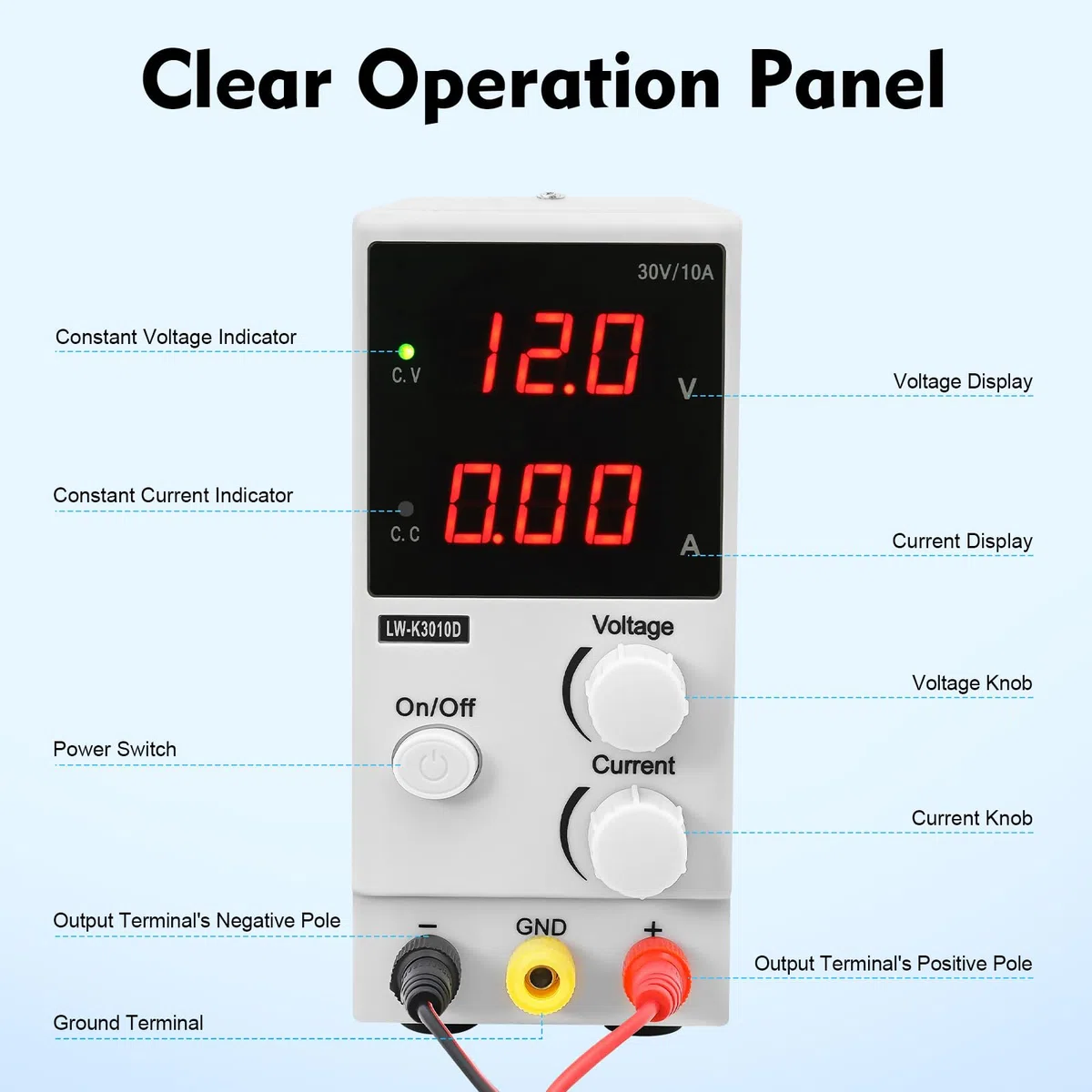Labornetzteil 30V 10A Schaltnetzteil Labornetzgerät LW-K3010D Variable DC Power Supply - Präzise Digitale Geregelte Stromversorgung für Labor Überlastschutz, Kompaktes Design