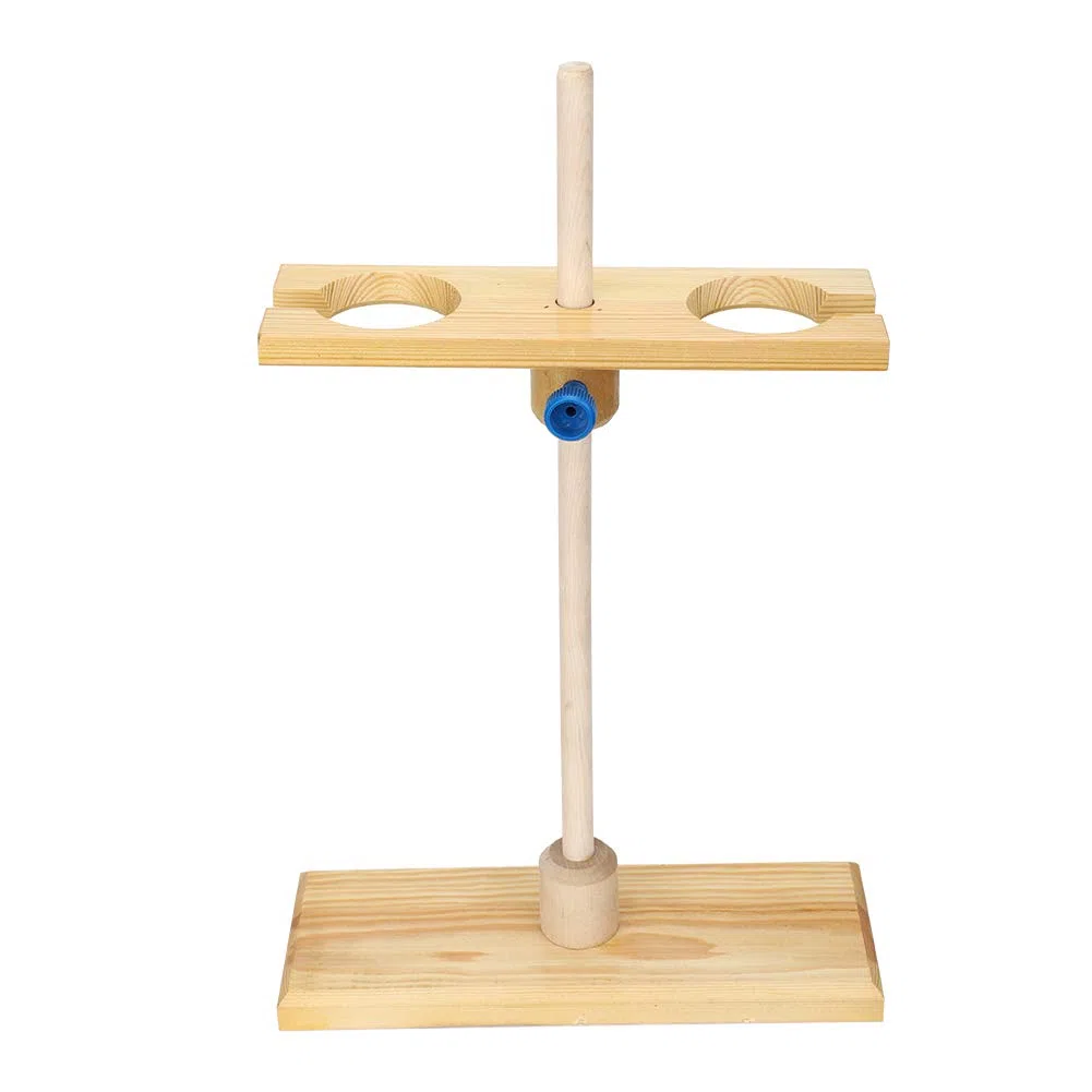 Pilipane Trichter Rack Trichter Stand Trichter Unterstützung Einstellbarer Höhe Holztrichterhalter für Laborexperimente und wissenschaftliche Forschung Holzmaterial 2 Lochplatte
