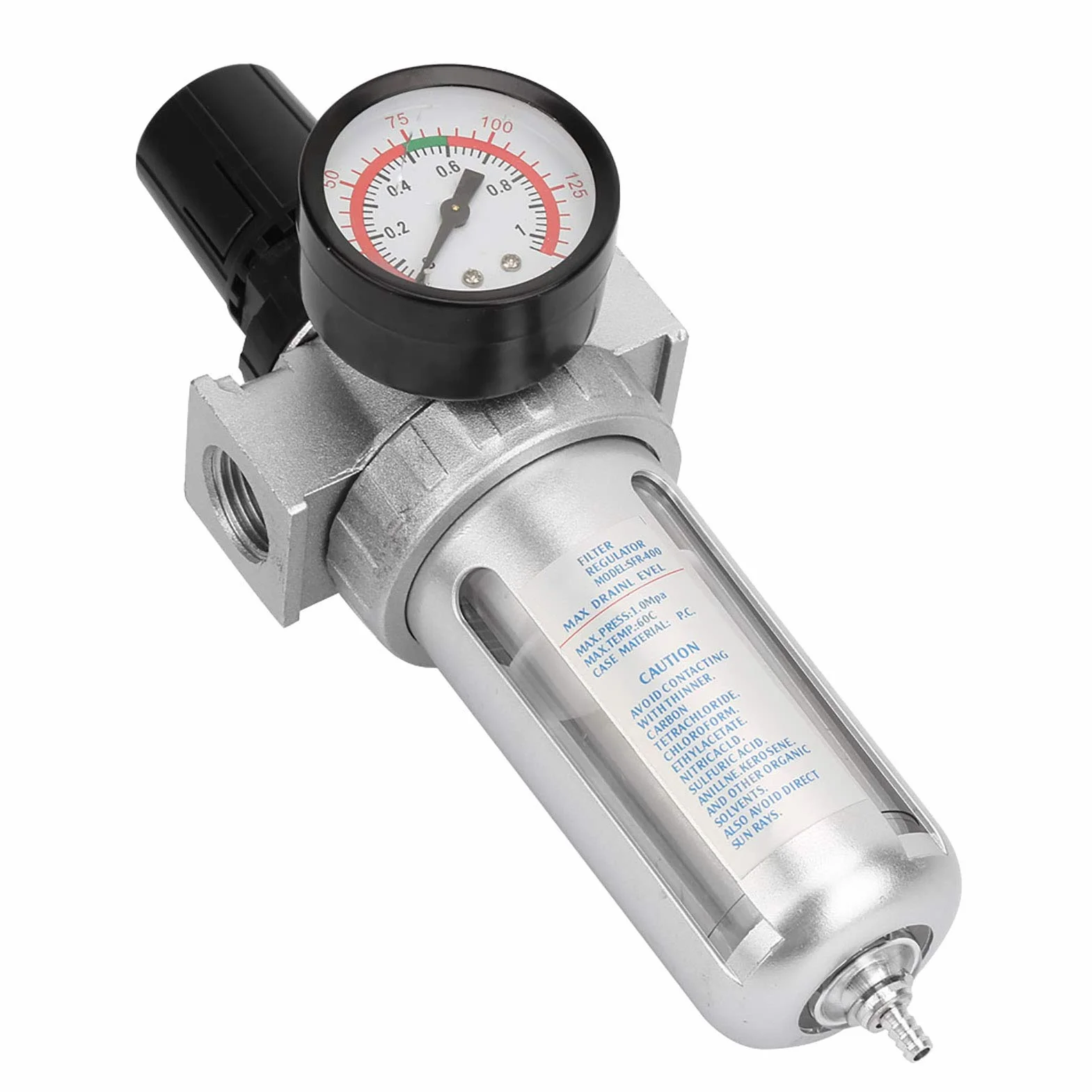 1/2 Zoll Druckluftfilter-Druckregler mit 0–150 Psi Manometer Hoch, Druckluft-Kombinationsfilter und -regler