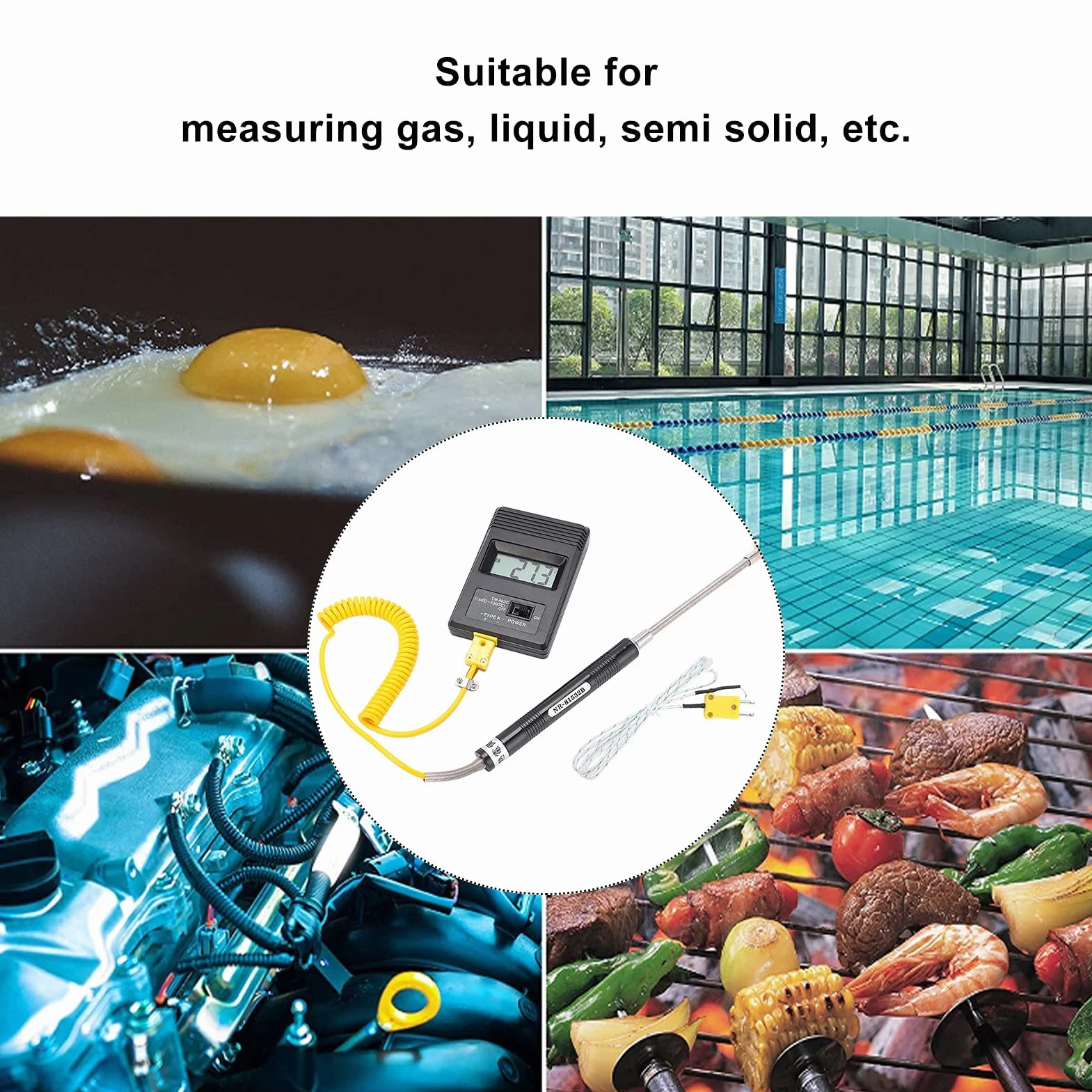 Digital Thermometer mit Fühler, Thermometersensor LCD-Temperaturdetektor mit Thermoelement Temperaturmessgerät Tm-902c Digitaler K-Typ-Sensor -50-500℃