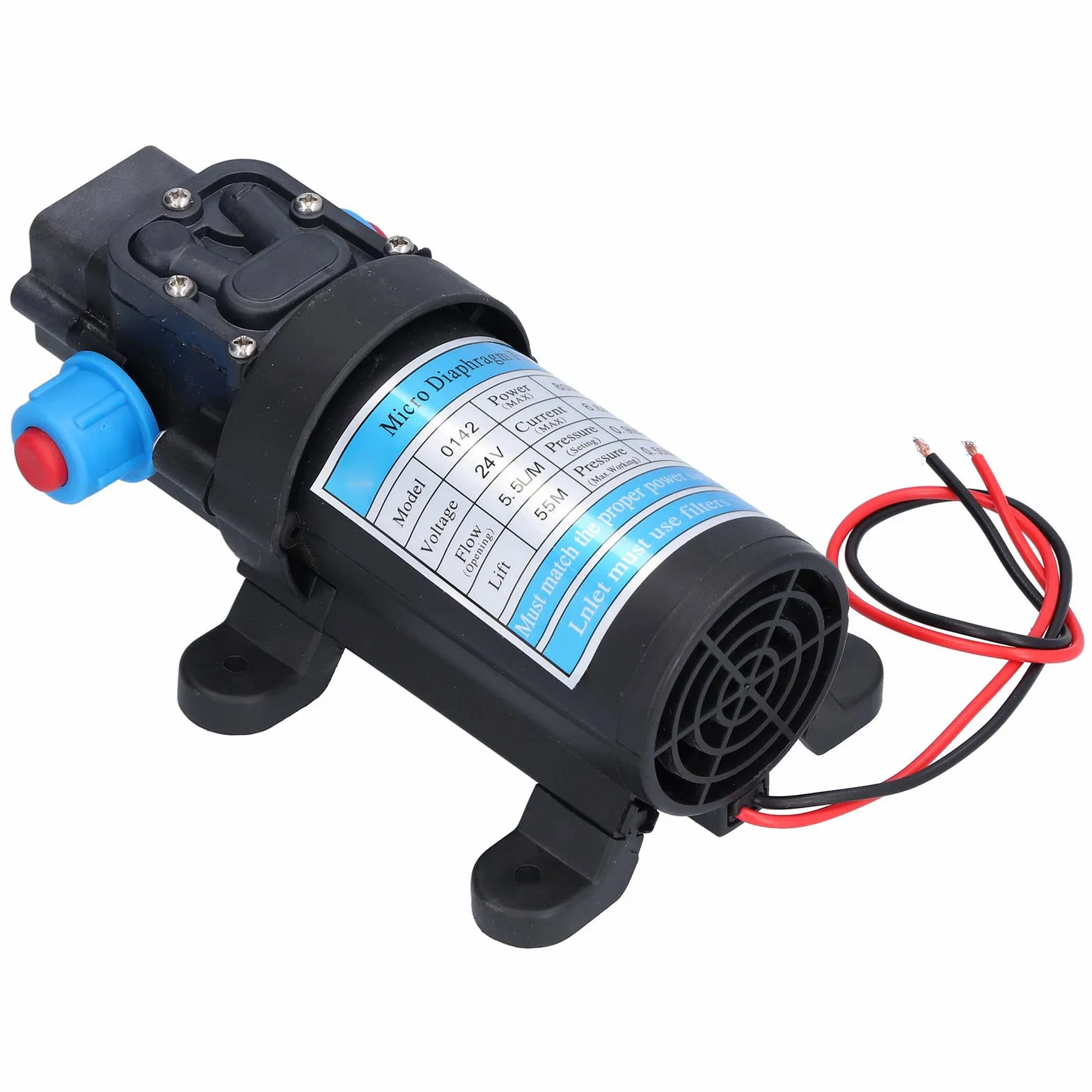 5,5 L/min Mikromembranpumpe, Selbstsaugende DC-Hochdruckmembranpumpe, Frischwasserdruckmembranpumpe (24V)