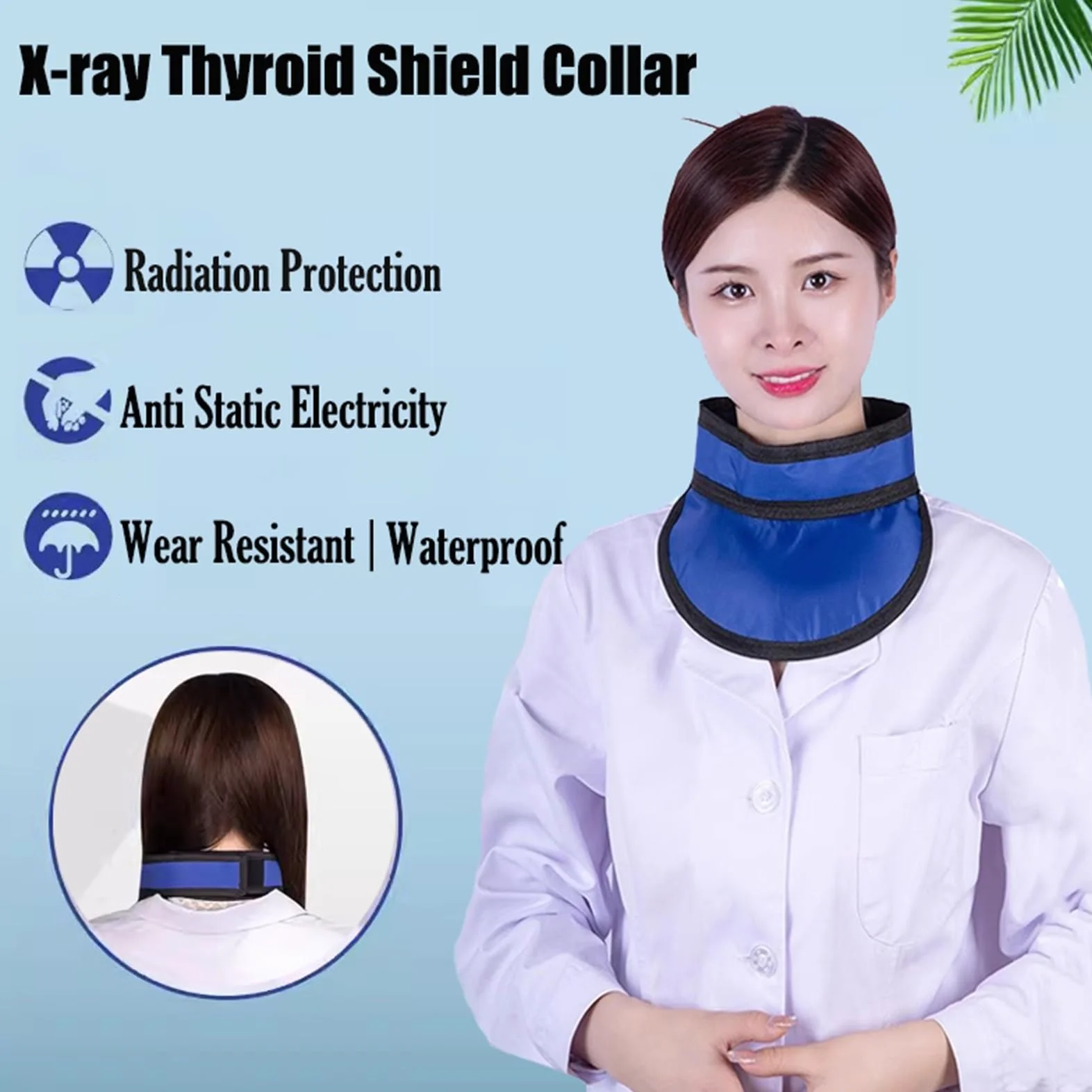 Bleischürze Röntgen-Schilddrüsenschutz-Bleikragen, Leicht, Weich, Verstellbar, Schutzschild For Den Hals, For Zahnärzte Und Krankenhäuser(Blue,0.5mmpb)