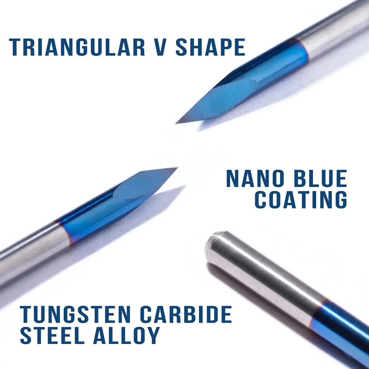 10-Stück 30 Grad 0.1mm V Fräser Spitze Gravierstichel in Pyramidenform Triangular Pyramid V-bit Nano-Beschichtung für Acryl, Holz, PVC, Gravur und Fräsen