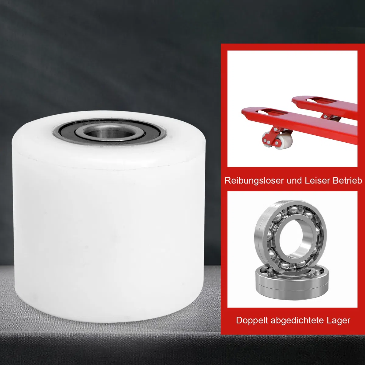 4 Stück Nylon Hubwagen Rollen 80 x 70 mm Laufrollen mit Kugellager Rollen für Hubwagen Ersatzrollen