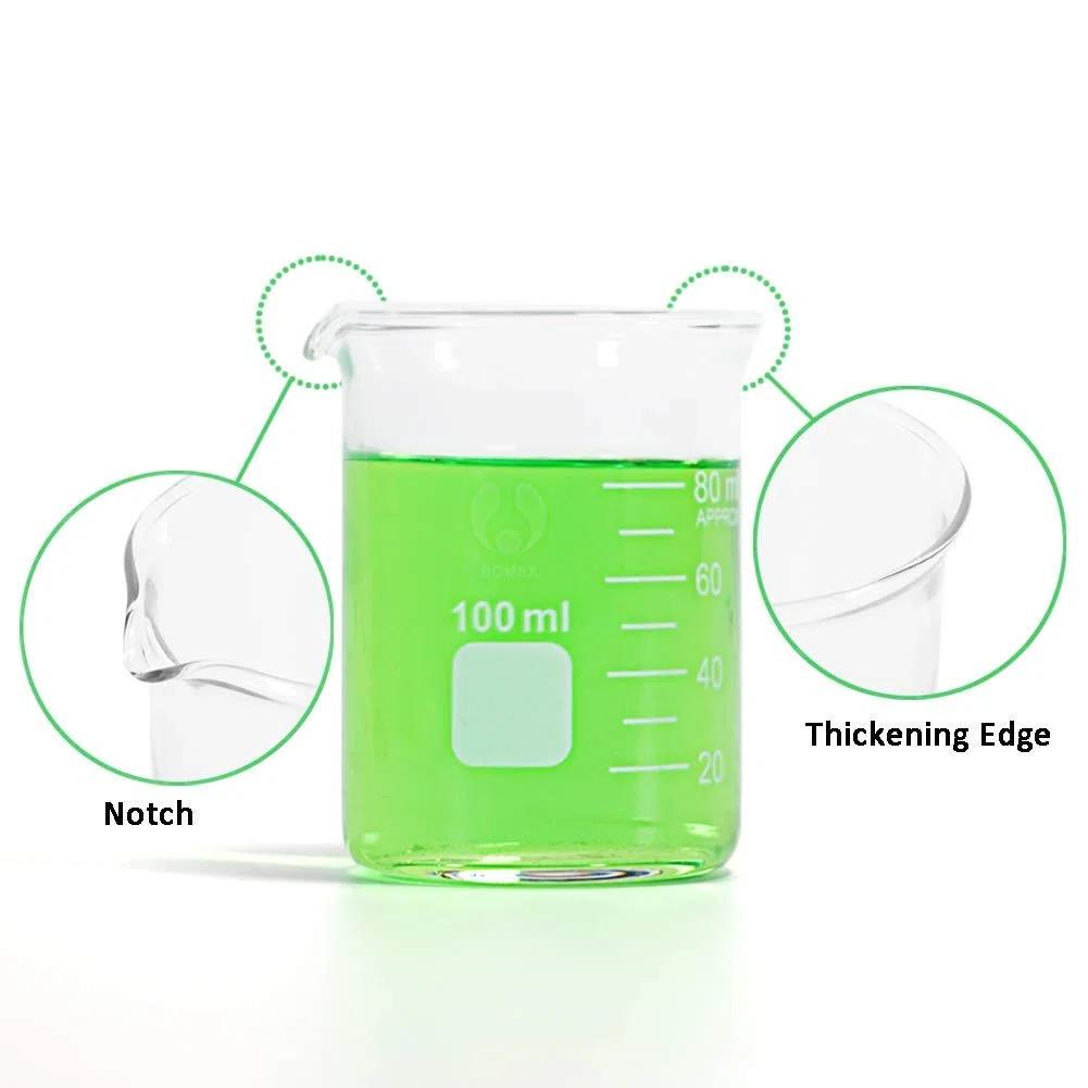 Borosilikatglas Bechergläser Set Becherglas mit klare Ausguss 50ml 100ml 250ml 400ml 600ml Meßbecher