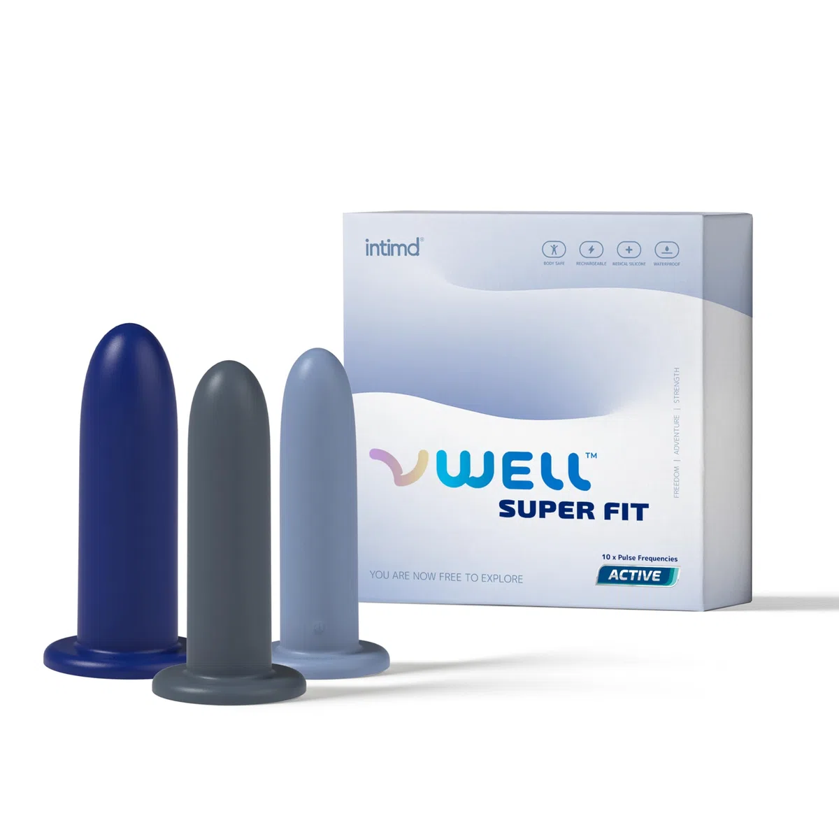 VWELL Super FIT Extra Large XL Silikon-Beckenboden-Dilatator-Trainer-Trainer-Set mit Active-Technologie (3-Kit-System)