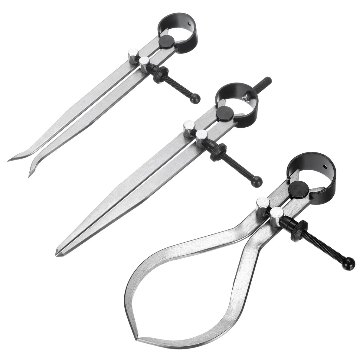 QUARKZMAN 3Stk Feder Äußerer Innerer Messschieber Teiler 6" Edelstahl Einstellbarer Federzirkel Set Kniehebel Geradehebel für Holz Drechselbank Projekte