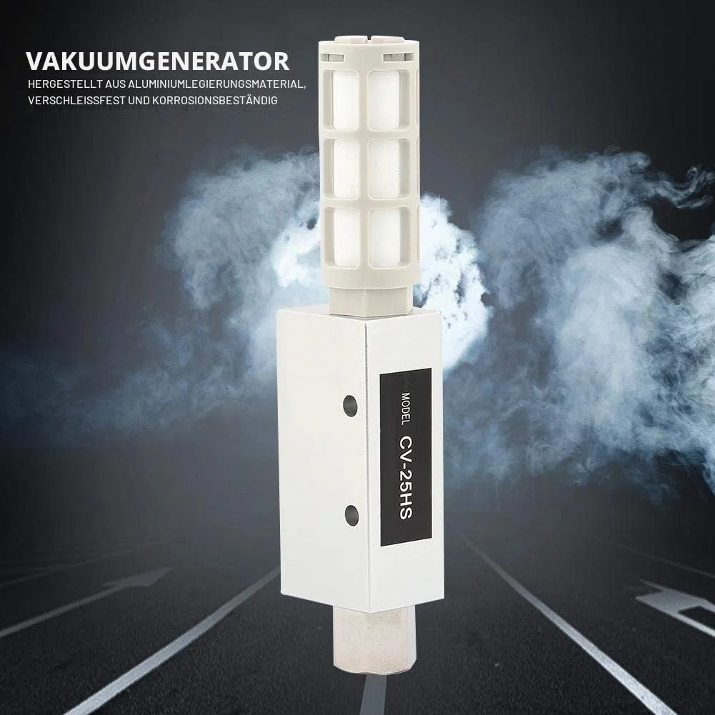 Akozon Vakuumgenerator, CV-25HS pneumatischer Vakuum-Ejektor mit Schalldämpfer