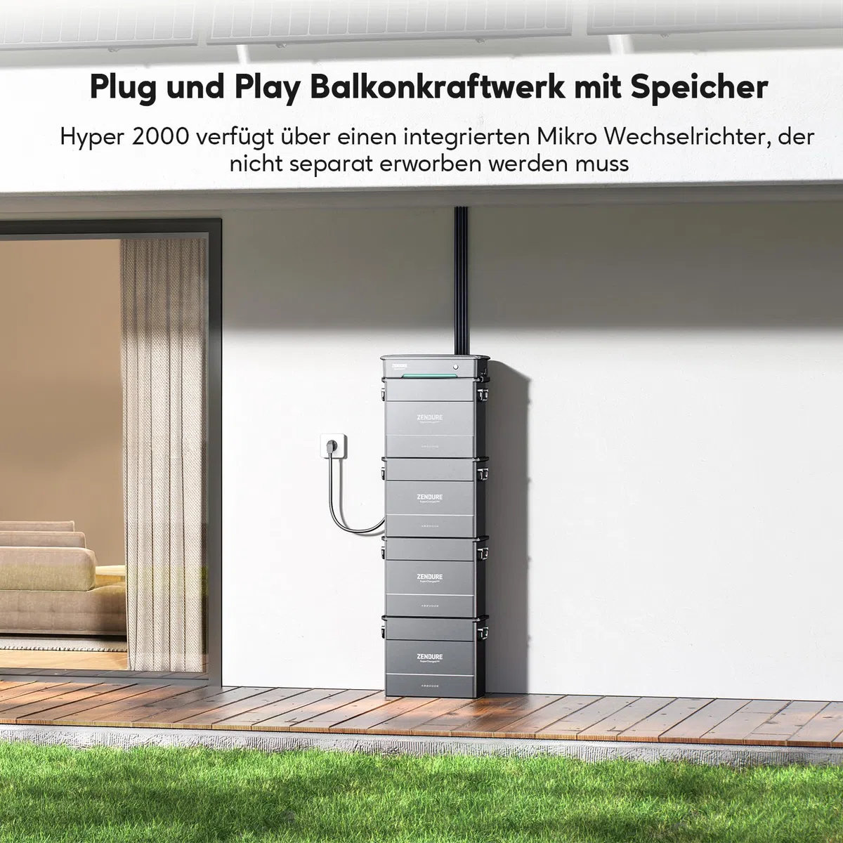 Zendure SolarFlow Balkonkraftwerk mit Speicher, Hyper 2000 mit 1800W Solar Eingang, 1200W AC-Laden, 1200W Ausgang, Eingebaute Mikrowechselrichter, TOU, 2X AB2000L 3840Wh LiFePO4