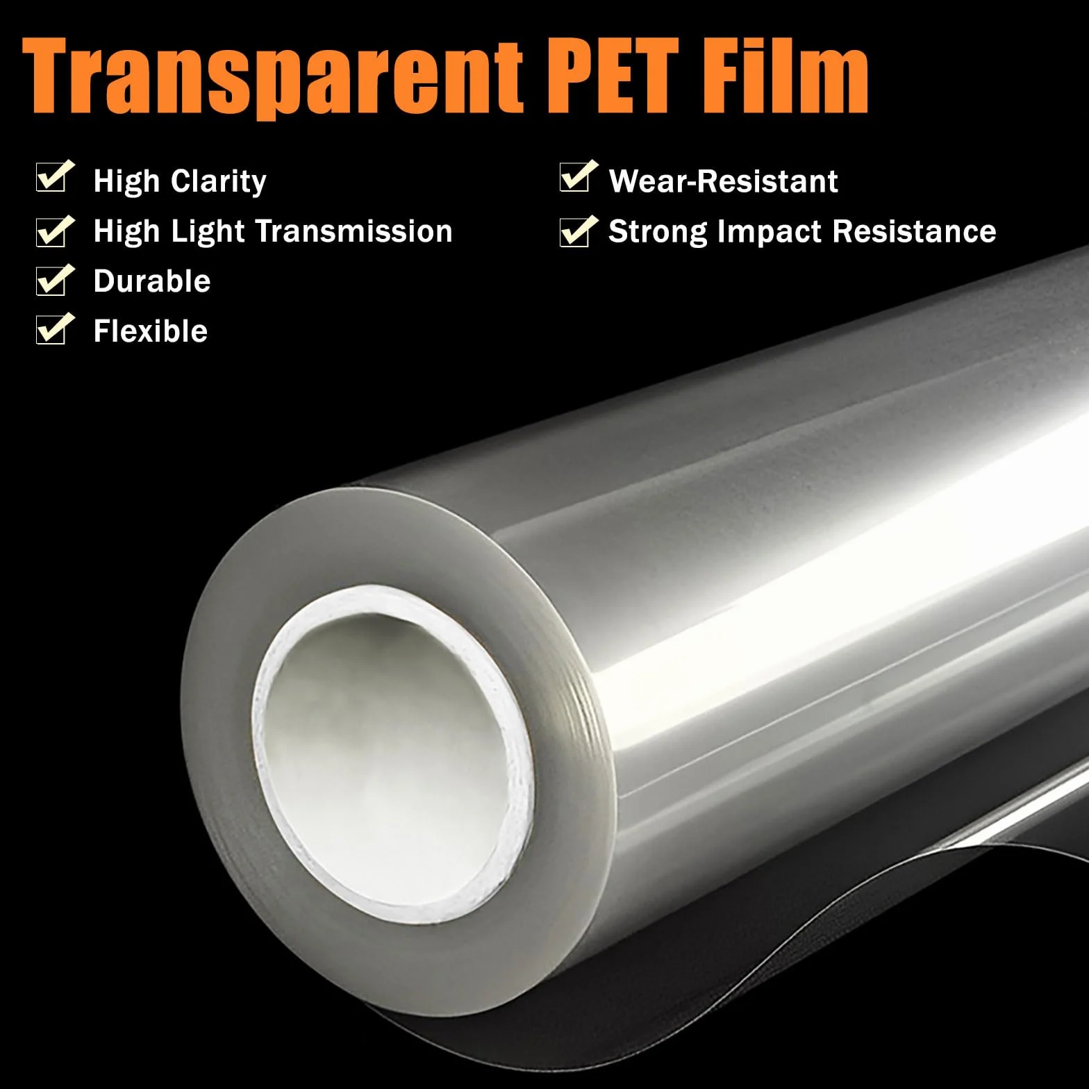 COYOUCO 0,3mm Klare PET-Folie Rolle, Polyester-Trennfolie, Hitzebeständige Isolierfolie, Kunststoffplatte 1/5/50m für Elektronik, DIY, Basteln,0.61x50m