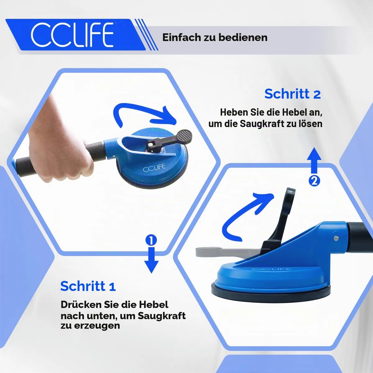 CCLIFE 2tlg Gummisauger Saugheber Glassauger Saugnapfhalter 120KG Tragkraft mit Sicherungsgurt Windschutzscheiben Reparaturset KFZ
