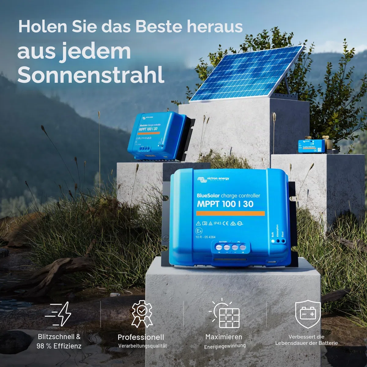 Victron Energy BlueSolar MPPT Laderegler - Solar Laderegler - 100V 30 Amp 12/24-Volt