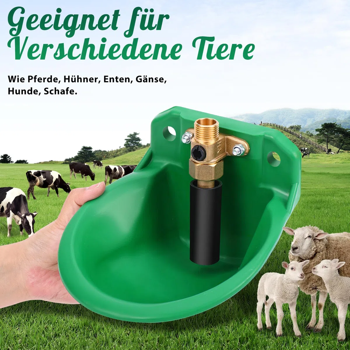 2 PCS Automatische Tränkebecken für Schafe, ViehträNken mit Abflusslöchern, Automatische Wasserversorgung für Pferde, Rinder, Schafe, Schweine und Hunde, WeideträNken, Grün