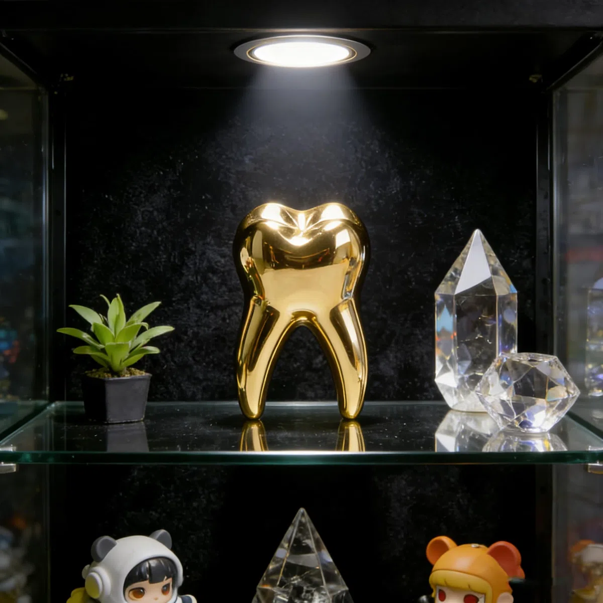 Dental Dekorationen für Büro Zahn Modell Geschenk für Display Dekoration Klinik Desktops Dental Student Geschenk, Golden