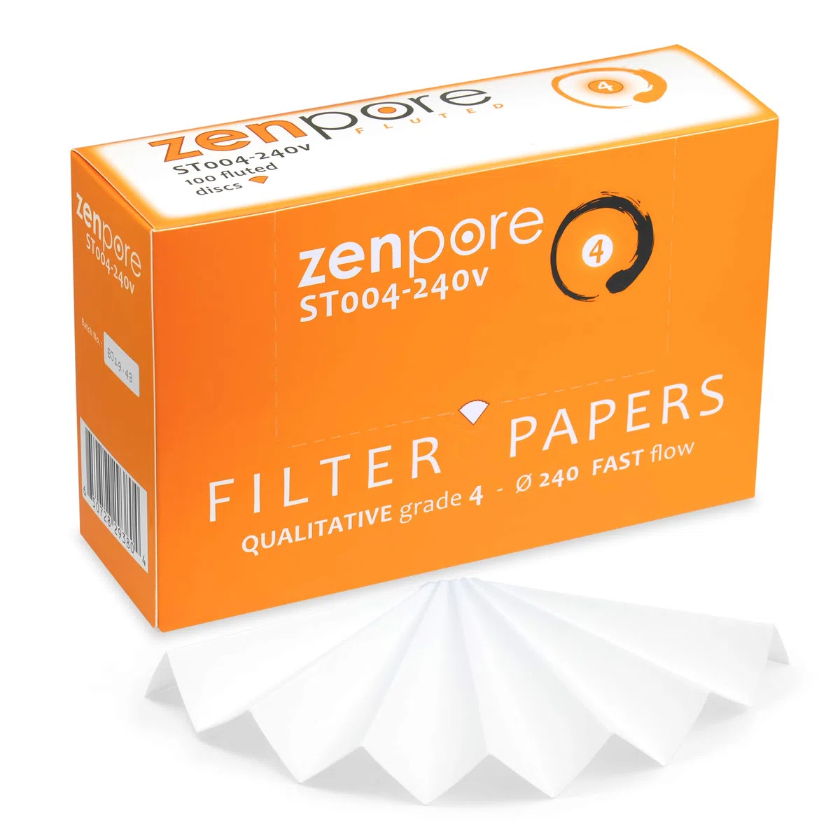 24 cm Faltenfilterpapier, vorgefaltet (gefaltet), Qualitative Grade 4 - Schneller Fluss 240 mm (100 Scheiben)