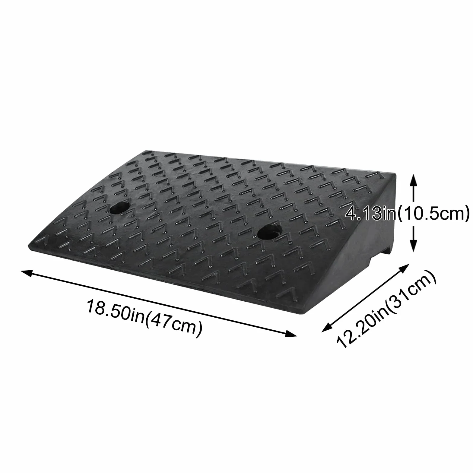2er Set Gummi Bordsteinrampe, 10,5cm Höhe, Schwerlast Rampen für Bordsteinkante, Tragbare Dämpfungsrampe für Auto, Motorrad, Rollstuhl & Rollator, Schwarz