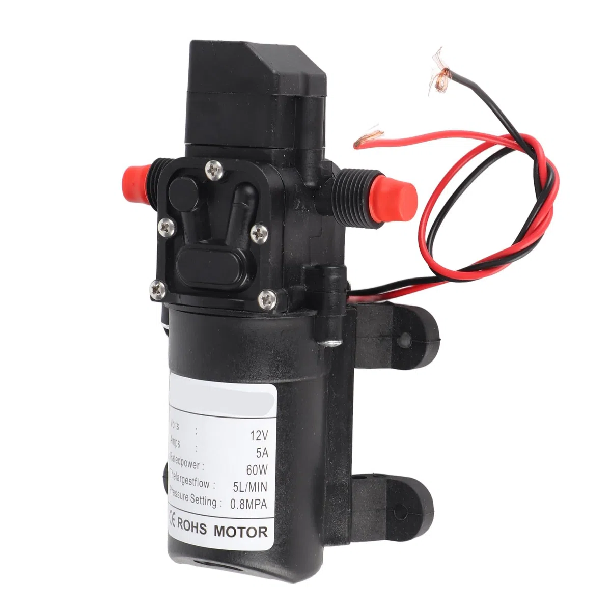 EBTOOLS Hochdruck Wasserpumpe, DC 12V 5 L/Min 116 PSI Wasserpumpe Membranpumpe Selbstansaugend mit praktischem Druckschalter für Wohnmobil Wohnwagen Mehrzweck