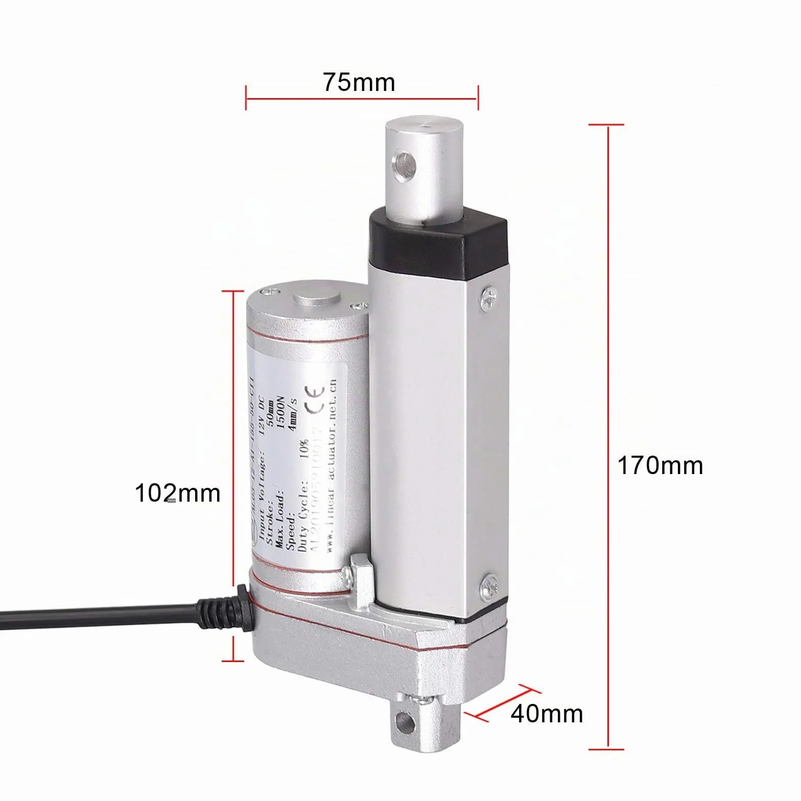 AUTOUTLET Linearmotor Verstellantrieb Toröffner Linear Actuator Heavy Duty 330lbs Linearantrieb 12v DC 1500N 50mm Elektromotor Linearmotor Elektro Zylinder Schubstangenmotor für Auto Möbel usw