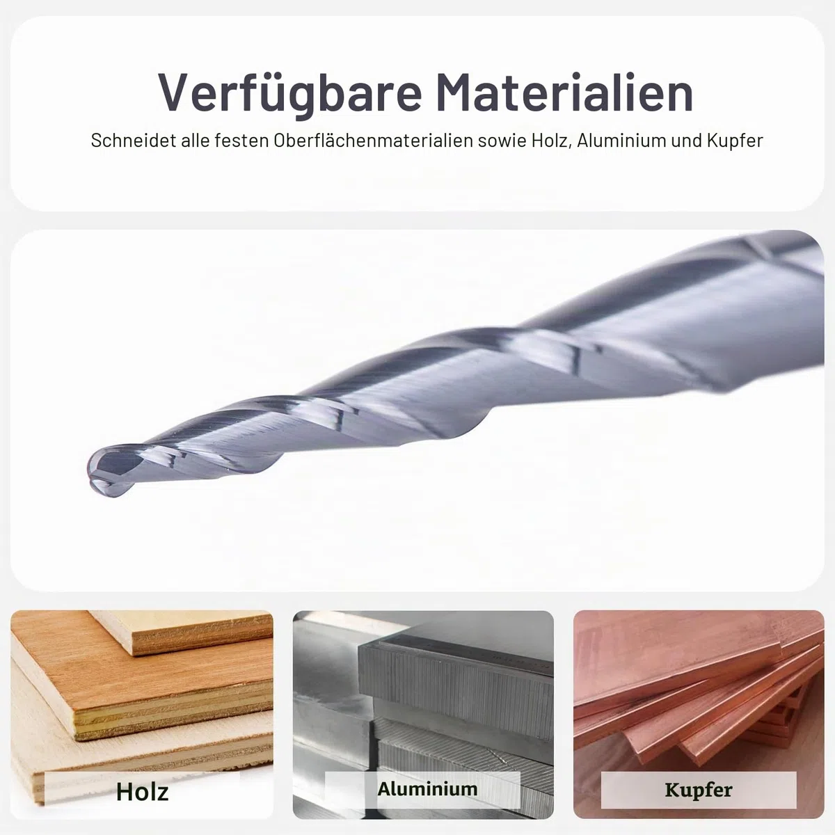 SpeTool Kugelkopffräser Konische Fräser CNC Schaftfräser 2 Flöten 1,0 mm Radius VHM Gravierfräser für Oberfräse 6mm Schaft mit TiAlN Beschichtung für 2D und 3D Gravur