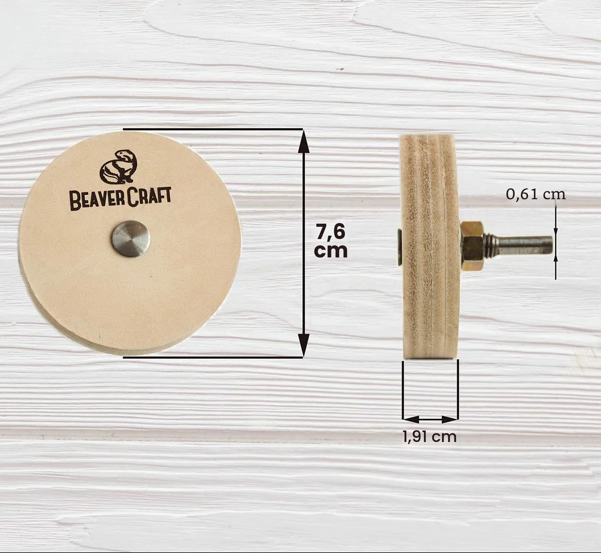 BeaverCraft Schleifrad 7 cm PW1 – Polierscheibe mit Stropping-Polierpaste für Messer, Meißel und Holzschnitzwerkzeuge