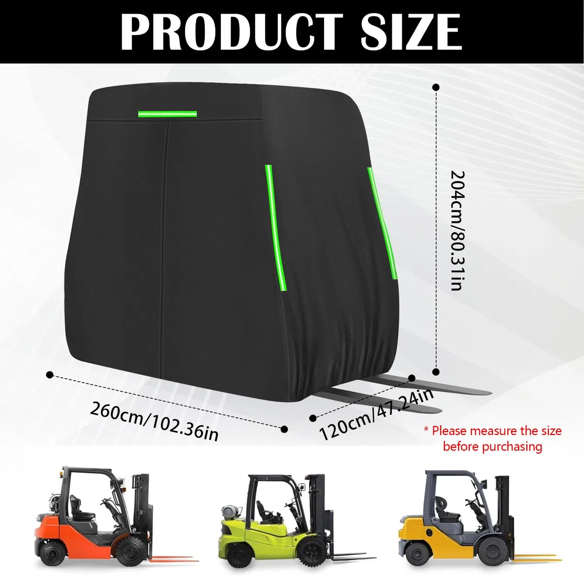 Gabelstapler Abdeckung, 420D Universal Passform, UV-Schutz, Wasserdicht, Größe H: 220 cm L: 270 cm W: 130 cm, Passend für Gabelstapler bis zu 3628 kg