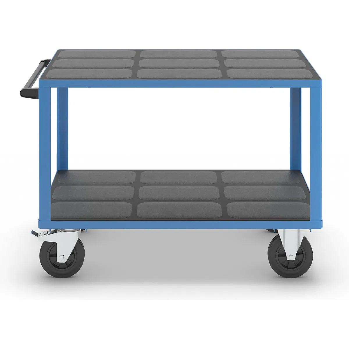 eurokraft | Montagewagen | Tragfähigkeit 500 kg | 2 Ladeflächen aus Kunststoff | Ladefläche 1250 x 800 mm | Gestell lichtBlau