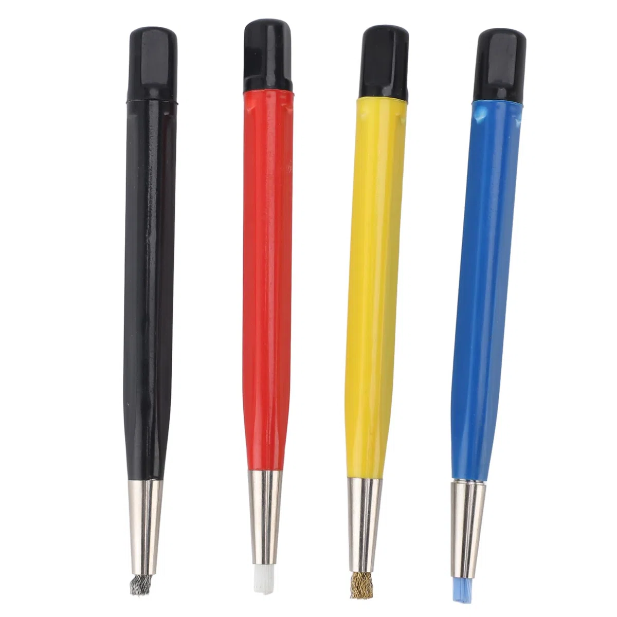 TARSHYRY 4 Stück Glasfaser-Kratzbürstenstift, Vorbereitungsschleifbürste Im Stiftstil mit Verstellbaren Spitzen aus Stahl, Messing, Glasfaser und Nylon für die Reinigung von Schmuckuhren,