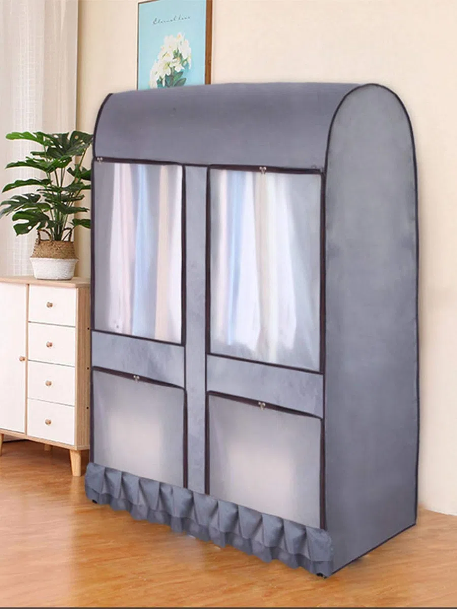 Abdeckung für Kleiderständer – Staubschutz, Kleiderständer, Aufbewahrungstasche, Kleiderstange, Displayschutzfolie mit Reißverschluss (120 x 150 x 50 cm, Grau)