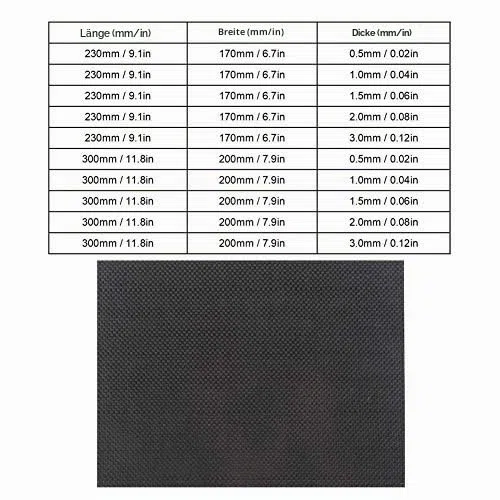 Platte aus Carbonfaser, Plattenmaterial aus Carbonfaser, hohe Härte, mit glänzender Oberfläche (200 x 300 x 0,5 mm)