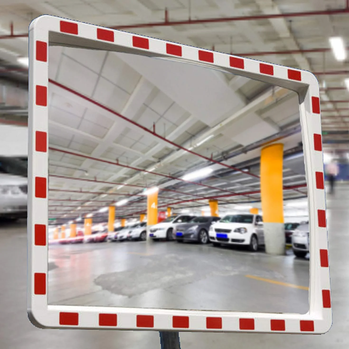 professioneller Verkehrsspiegel mit Reflektoren Konvexspiegel Sicherheitsspiegel Beobachtungsspiegel 40x60 cm Top Sicht mit Dichtung wetterfest Einfahrt Ausfahrt Strasse Garage