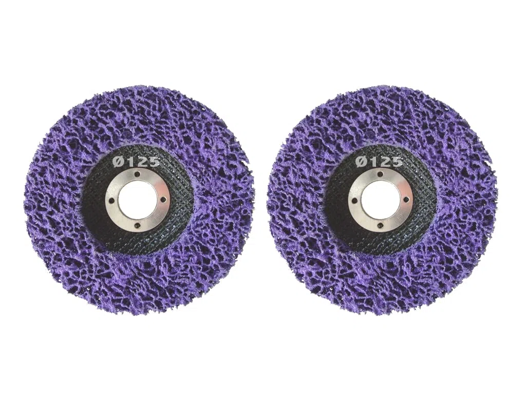 5 Stück Reinigungsscheibe Grobreinigungsscheibe CSD Ø 125mm CBS für Winkelschleifer Clean Strip Disc Premium Purple Nylongewebescheibe