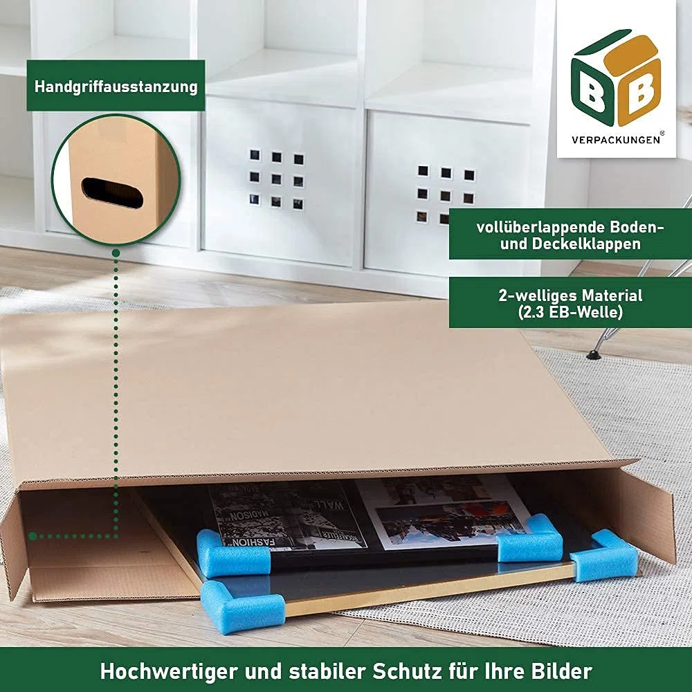 BB-Verpackungen 5 x Bilderkarton 900 x 120 x 800 mm (2-wellig, Bilderkarton braun)