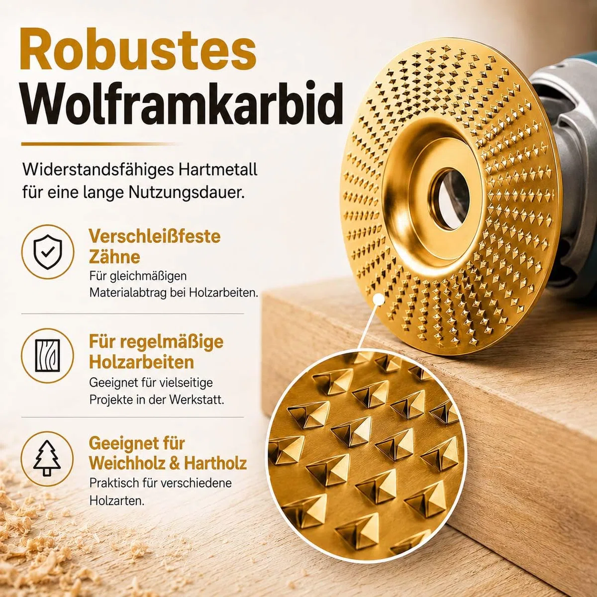 Wolframkarbid Holzschleifscheibe 125mm für Winkelschleifer, Holzschnitzscheibe mit 22,2 mm Bohrung, Raspelscheibe Holz zum Schleifen, Formen, Schnitzen, Entgraten und Trimmen von Holz (3 Mix)
