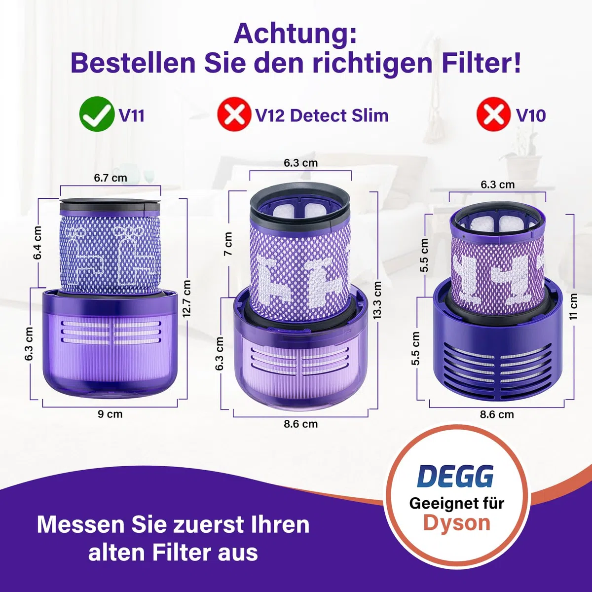 DEGG Hepa Filter - Kompatibel mit Dyson V11 & V15 - Waschbares Staubsaugerfilter - Ersatzfilter - Perfekte Passform - Staubsauger Zubehör - Premium-Qualität - 2 STÜCK