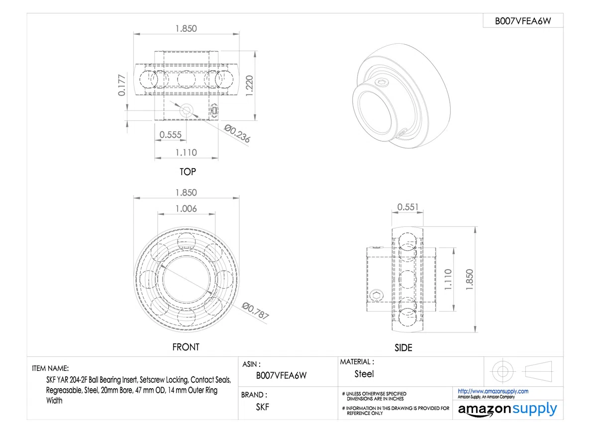 SKF YAR 204-2F Lagerung, nur für Lagerung, Stahl