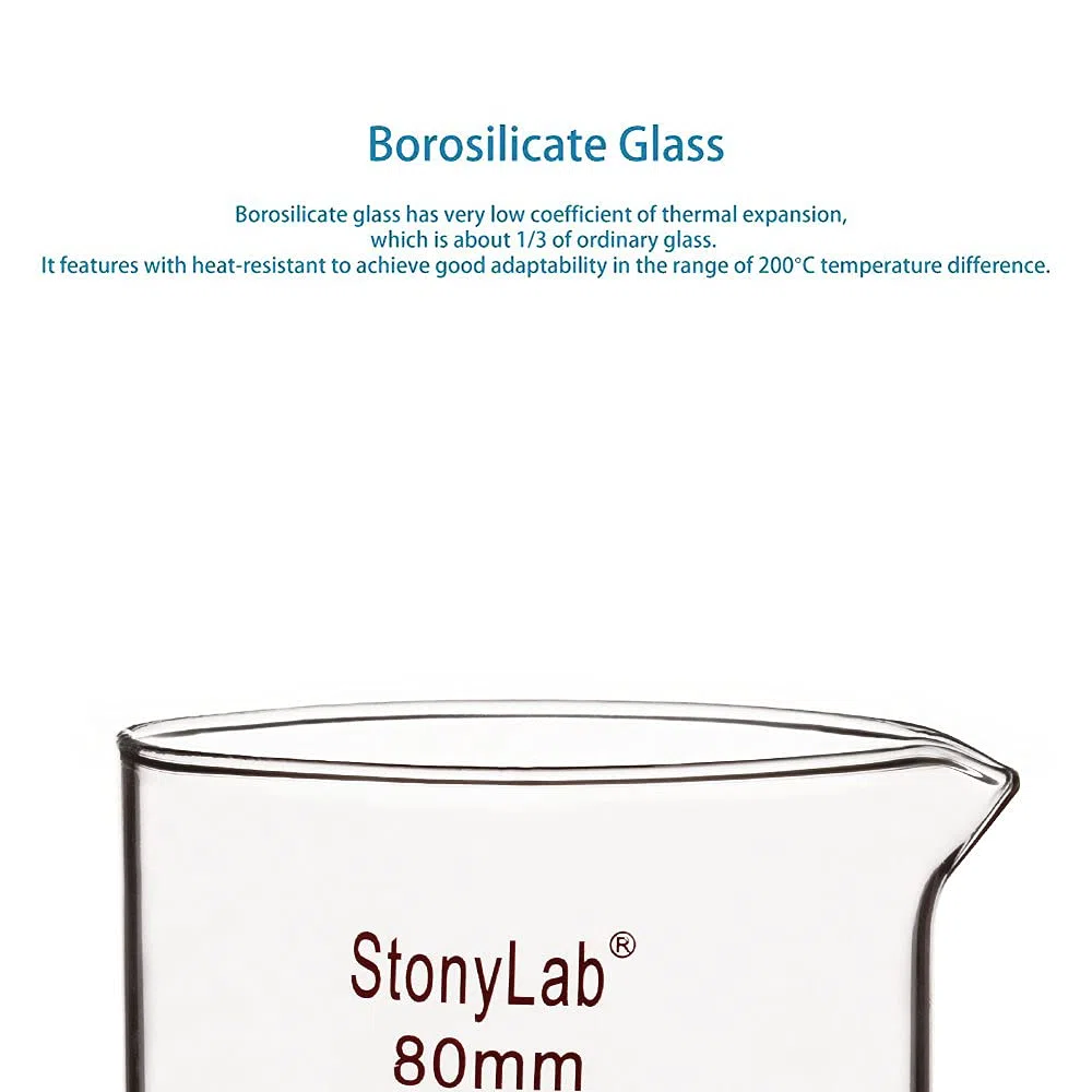 stonylab Petrischalen mit Ausguss und Hochleistungsrand, wiederverwendbare Borosilikatglas Laborschalen für Kristallisation und Verdampfung - 300 ml Fassungsvermögen Außendurchmesser 100 mm