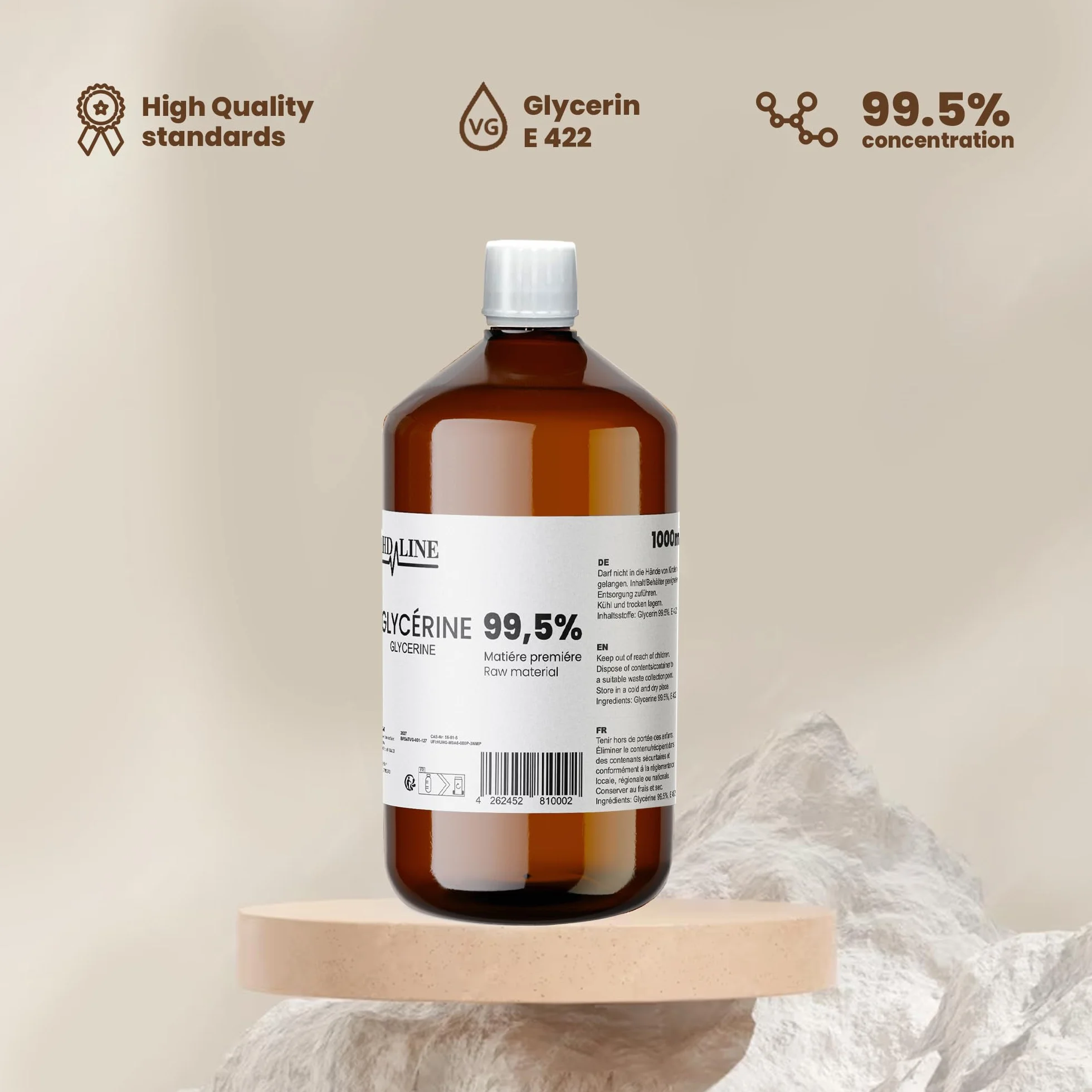 hd-line 1000 ml Glycerin E422 + 1000 ml Propylenglykol E1520, Perfekt für DIY, Pharmaqualität Reinheit, Lebensmittelqualität, Raw Material VG + PG, Rein, Vegan, Ph. Eur/USP