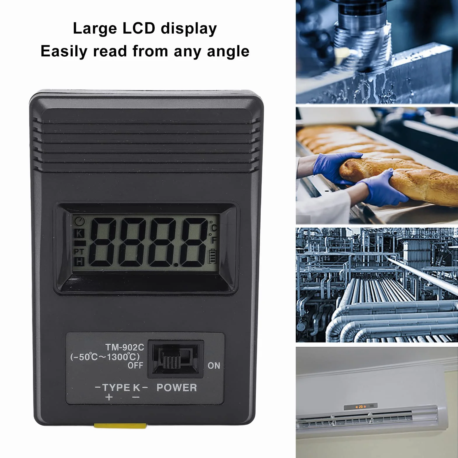 K-Typ Thermoelement Thermometer, Tm-902c -50~500℃ Digitales Thermometer für die Industrie, Thermoelement Sensor Temperaturmessgerät Temperaturmesser Mit Standard-K-Stecker