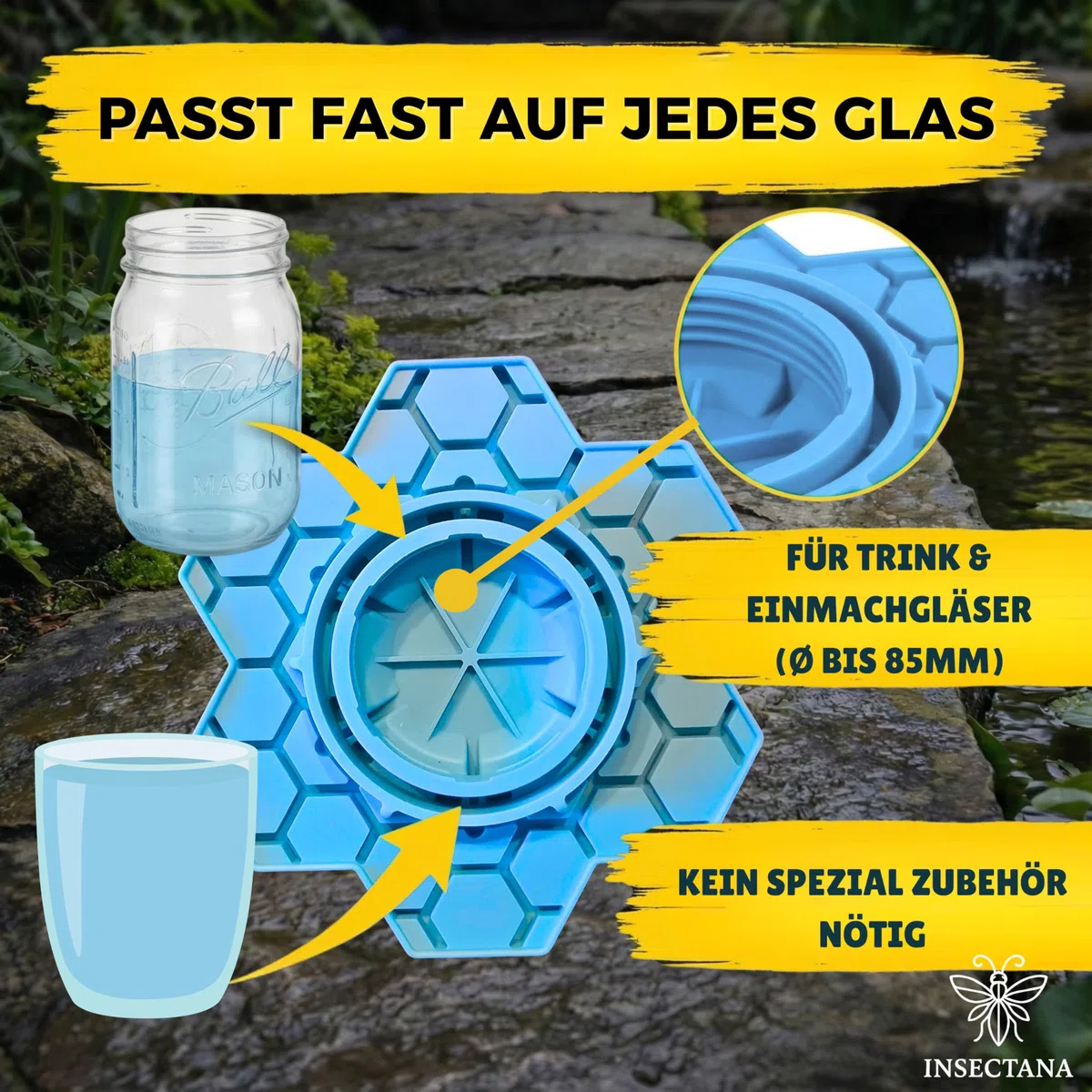 Bienentränke 2er Set Blau – Insektentränke aus BPA-freiem Silikon für Garten & Balkon – Wasserspender für Bienen Hummeln Schmetterlinge – UV-beständig Spülmaschinenfest Imker Zubehör