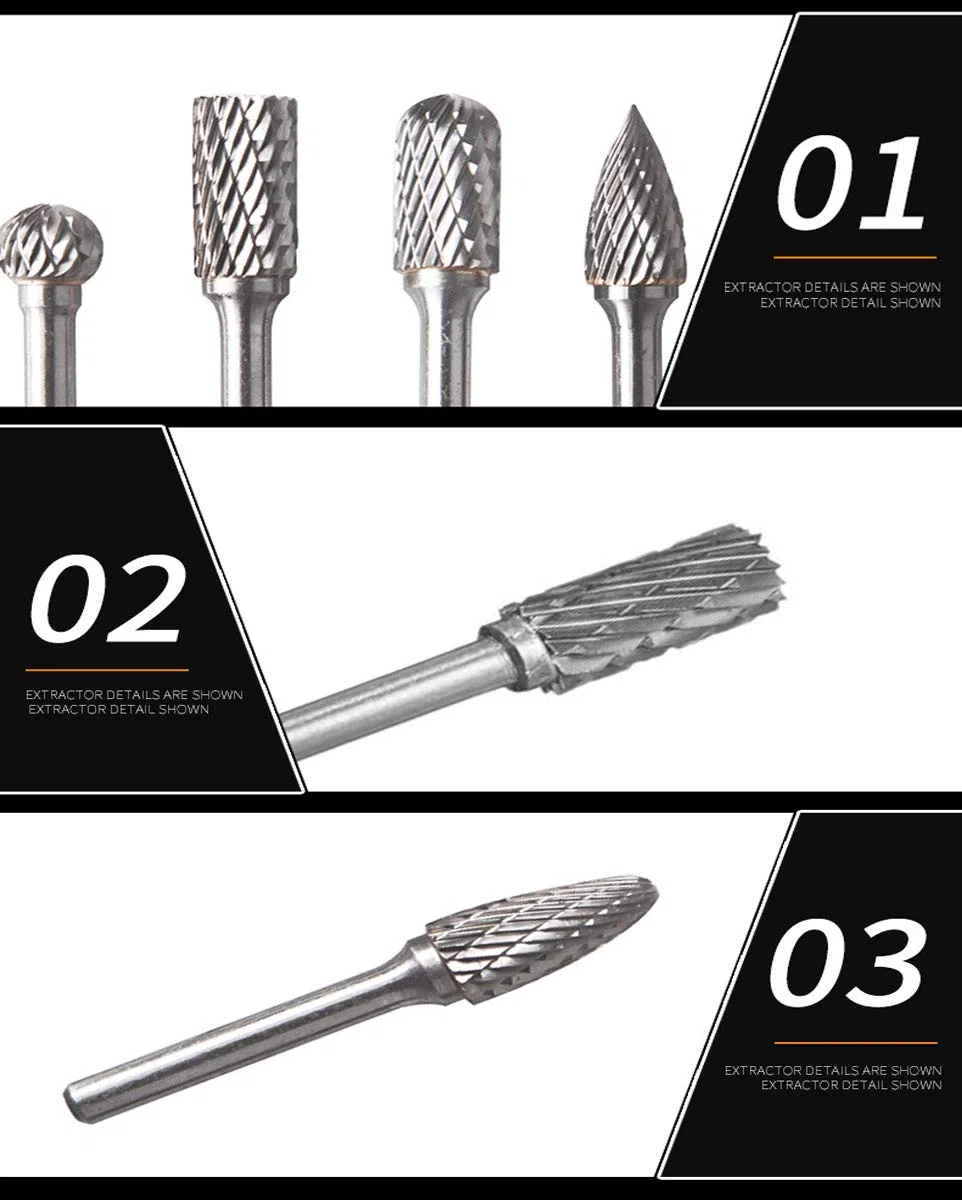 5 Stück Hartmetall Frässtifte Set, 6mm Schaft 10mm Frässtifte, Raspel Set für Bohrmaschine Polieren, Gravieren, Bohren Tools et